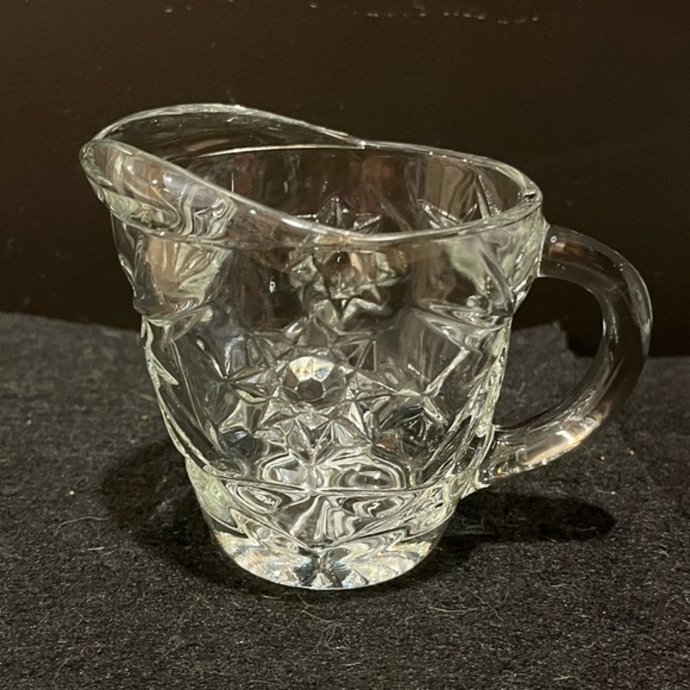 Vintage Anchor Hocking Prescut Clear Star of David pattern creamer pitcher